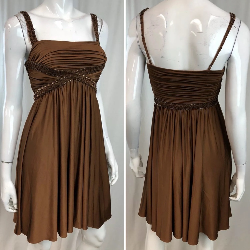 Cache Beaded Draped Stretchy Jersey Shift Dress - image 4